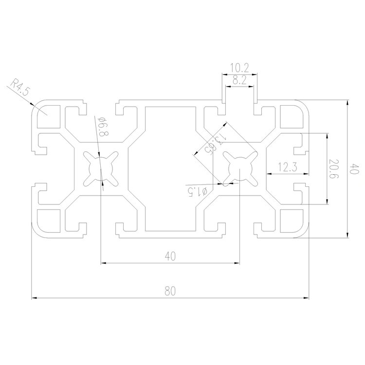 EFE8-4080B工業鋁型材尺寸圖