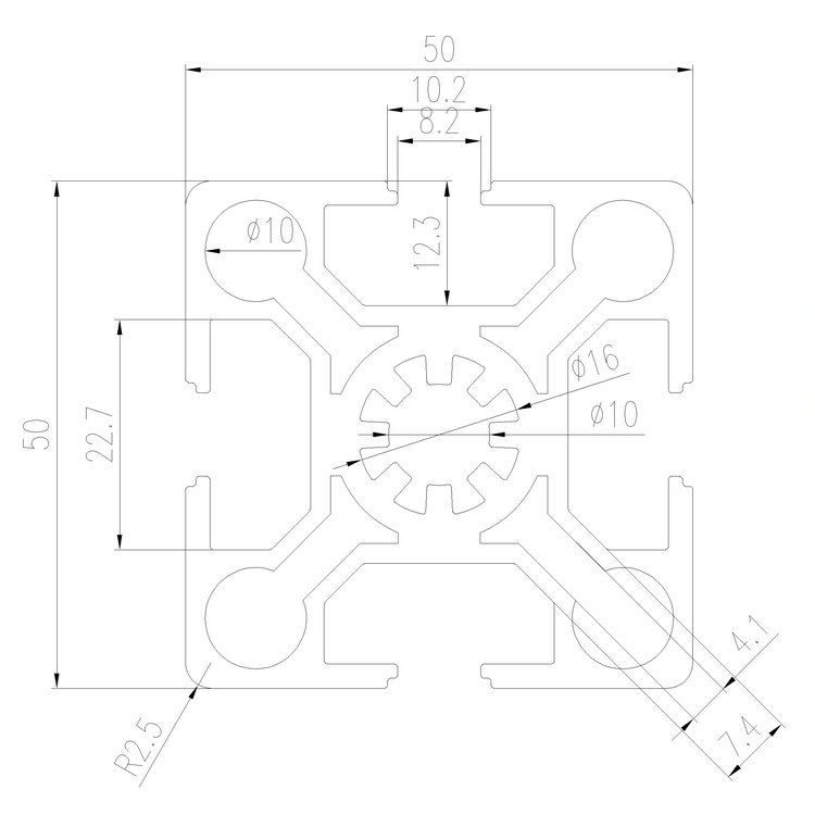 EFE8-5050工業鋁型材尺寸圖