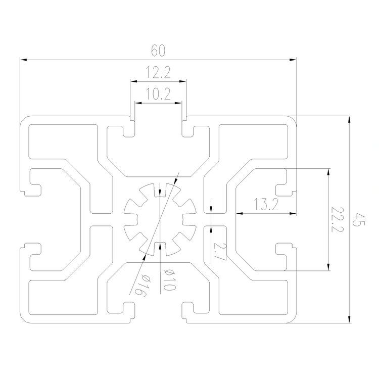 EFE10-4560工業(yè)鋁型材尺寸圖