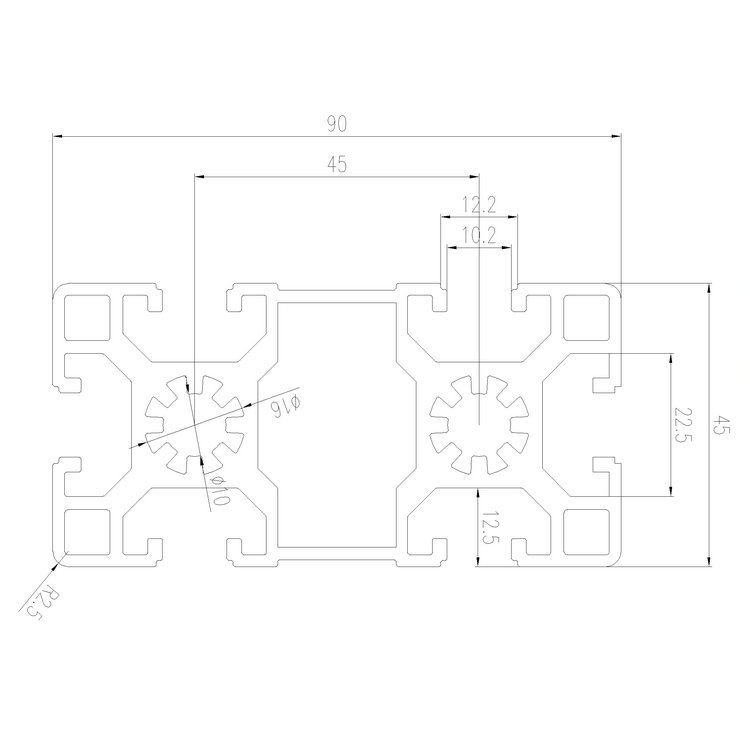 EFE10-4590工業鋁型材尺寸圖