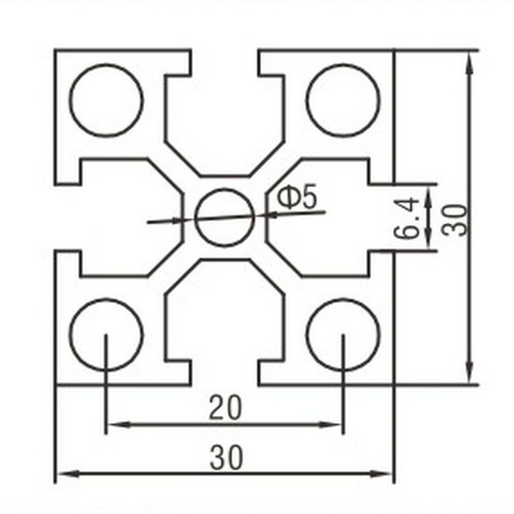 EF3030A工業(yè)鋁型材尺寸圖