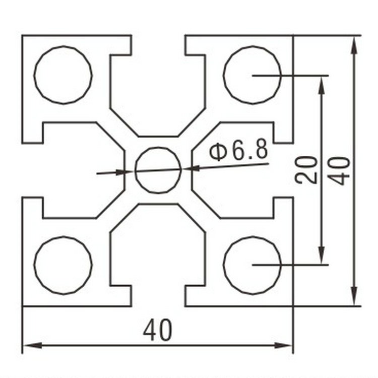 EF4040A工業鋁型材尺寸圖
