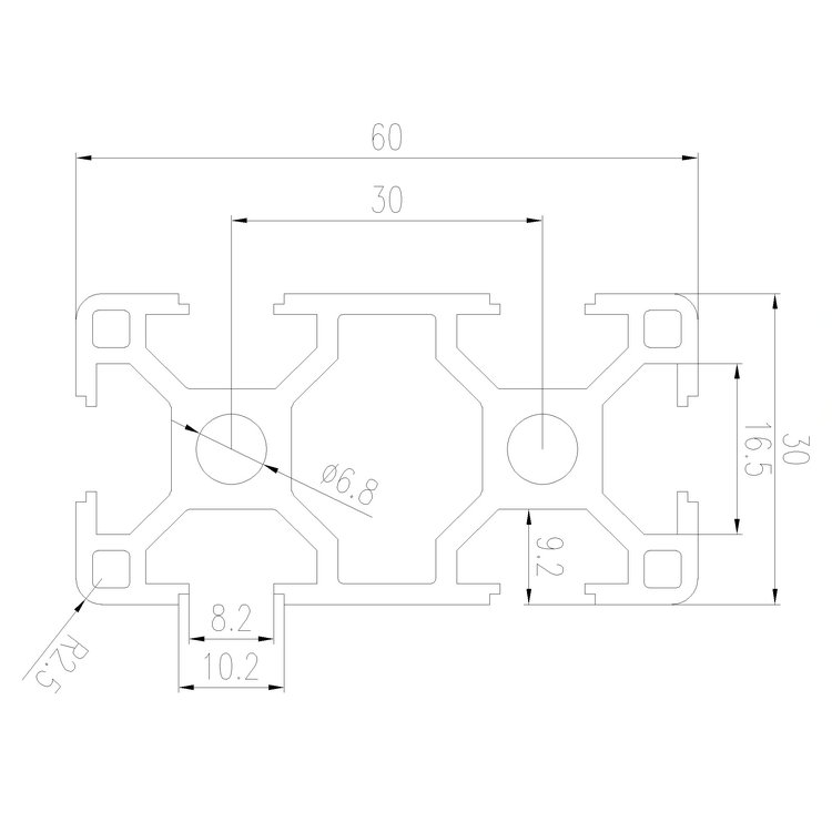 EFE8-3060A工業(yè)鋁型材尺寸圖