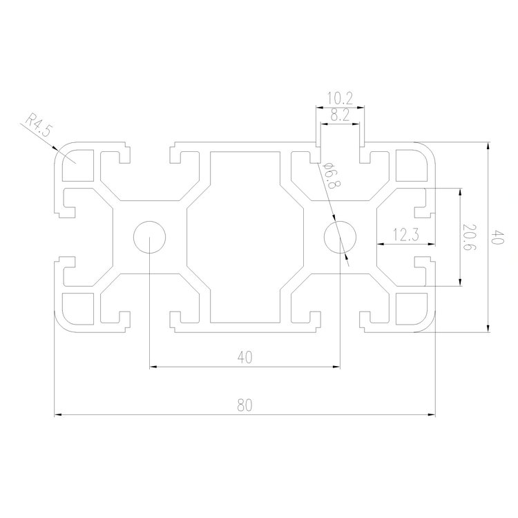 EFE8-4080A工業(yè)鋁型材尺寸圖